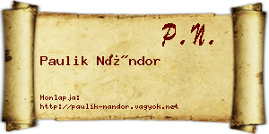 Paulik Nándor névjegykártya